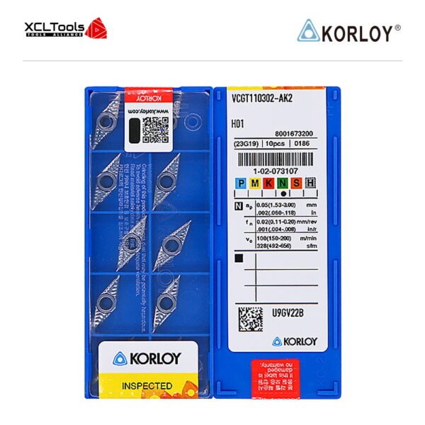 Korloy VCGT110302-AK2 H01 CNC Cutting Insert - XCLTOOLS